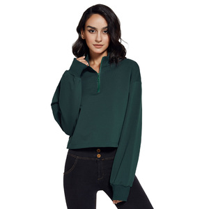 2026 New Style Lined Crew Neck Solid Pattern <b>Drop</b>-Shoulder Quick Dry Eco-Friendly 300g Fitness Sports Sweatshirt Women Loose - Product Image 1