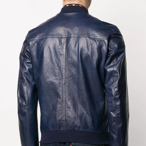 Veste en cuir bleu rétro pour homme, coupe ample, design tendance, décontractée et élégante, manteau à manches longues pour homme, veste en cuir pour homme - Product Image 4