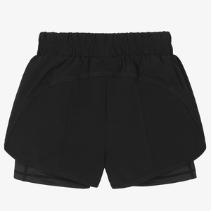 Shorts de sport noirs pour hommes à taille haute, séchage rapide, taille élastique, longueur courte, en tissu tricoté Spandex Polyester - Product Image 1