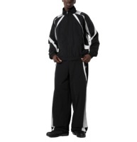 Ensemble survêtement homme coupe-vent en nylon réfléchissant, style streetwear, veste et pantalon zippés deux pièces