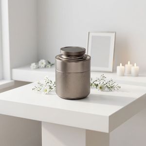 Urne funéraire moderne en acier inoxydable pour animaux de compagnie, hermétique, finition martelée, pour chiens - Product Image 1