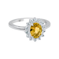 Bague de fiançailles Gourik en argent sterling 925 avec citrine, finition polie, pierre précieuse ovale jaune de luxe, coupe princesse pour femme