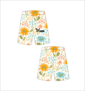 Custom Basketball <b>Shorts</b> with <b>Yellow</b> and Blue Floral Pattern Lightweight Breathable Mesh Athletic Training Streetwear Wholesale - Product Image 1