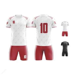 Maillots de football personnalisés pour hommes, uniformes de football, séchage rapide, 100% polyester, anti-transpiration, antibactériens, respirants, manches courtes - Product Image 1