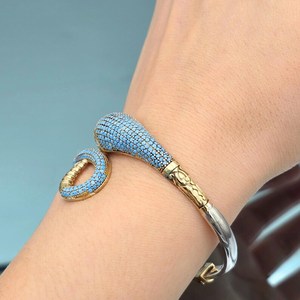 Pulsera de serpiente turquesa ajustable, plata de ley 925, chapada en oro de 14 quilates, joyería de piedras preciosas naturales, regalo bohemio para mujer - Product Image 4