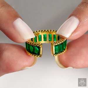 Anneau de bande PRAO Anti-ternissement Baguette Coupe Cristal Conception de bague élégante et durable - Product Image 1