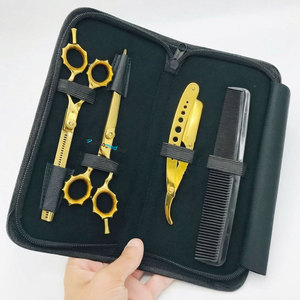 Ciseaux de coiffure professionnels durables avec rasoir et peigne, ciseaux de barbier pour la beauté des cheveux, logo personnalisé - Product Image 2