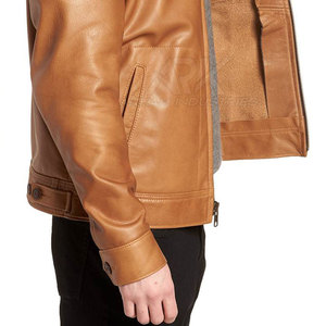 Chaqueta de Cuero de Diseño Personalizado, Chaqueta de Cuero de Color Sólido para Hombre, Chaqueta de Cuero de Estilo Urbano para Hombre - Product Image 5