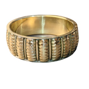 Brazalete de Latón Texturizado con Diseño de Nervaduras Verticales - Brazalete de Metal Pulido en Tono Dorado Vintage - Acabado Manual de Alta Calidad - Product Image 1