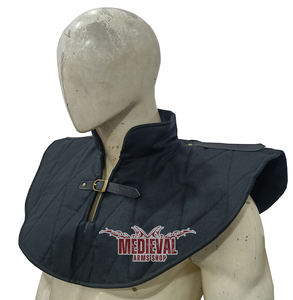 Gorget médiéval matelassé fait main en coton noir pour chevalier, idéal pour reconstitution historique, cosplay, Halloween et Pâques - Product Image 6