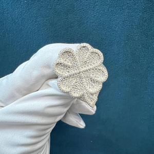 Moissanite Flower Shape Prong <b>Set</b> Cluster <b>Ring</b> 925 <b>Sterling</b> <b>Silver</b> Rhodium Plated Hip-hop Unisex Engagement <b>Ring</b> Anniversary - Product Image 1