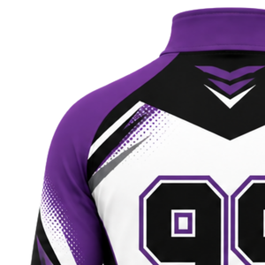 Purple <b>White</b> Black <b>Quarter</b> <b>Zip</b> Sports Shirt Long Sleeve Athletic Training Running Teamwear Performance Custom Sportswear - Product Image 4