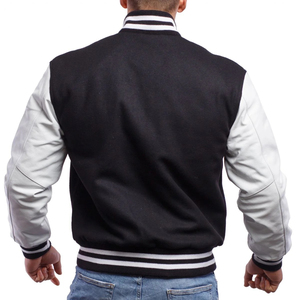 Veste bomber universitaire en molleton personnalisée pour homme, avec manches en cuir et broderie, avec option OEM - Product Image 2