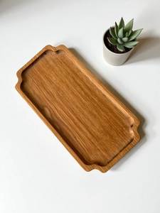 Cheap Price <b>Rectangular</b> Wood Serving <b>Tray</b> with Brass Handles Minimalist Design Durable Solid Plate Type for Food Serving Use - Product Image 3