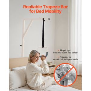 Barre de Trapeze Robuste pour Lit, Capacité de Charge 350 LBS, Équipement de Rééducation Réglable en Hauteur avec 2 Roulettes et 2 Trapezes de Traction - Product Image 3
