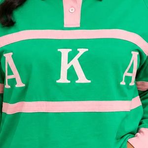 Maillot de rugby vert et rose pour femme, manches longues, style polo, jersey décontracté, haut de sport, vêtements streetwear tendance, élégant, vente en gros pour femmes - Product Image 5