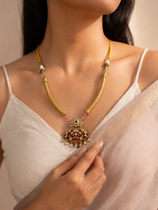 Ethnic 18K Gold Plated Flower Design Necklace <b>Set</b> with Zircon Stones and <b>Pearls</b> for Women Wedding Jewelry - Product Image 1
