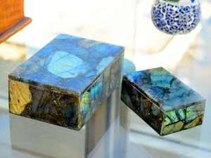 Boîte à bijoux en labradorite, boîte de rangement rectangulaire, décoration d'intérieur, boîte à bijoux en cristal avec incrustation en résine époxy, boîte en marbre - Product Image 4