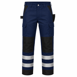 Men High Visibility <b>Work</b> <b>Pants</b> With Reflective Tape Knee Pads <b>Cargo</b> Pockets Polyester Construction Safety <b>Pants</b> - Product Image 1