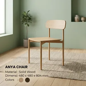 Silla Escolar Moderna Minimalista de Madera con Respaldo Sólido, Estructura Metálica y Patas Cónicas para Uso en el Aula - Product Image 5