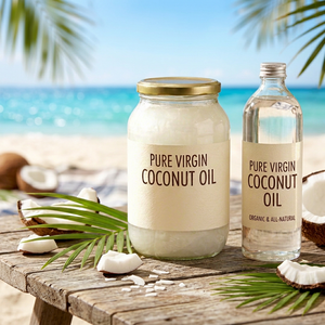 Huile de noix de coco vierge pressée à froid, pure et naturelle, de qualité alimentaire biologique, pour la cuisine, les soins de la peau, les soins capillaires et les massages - Product Image 1
