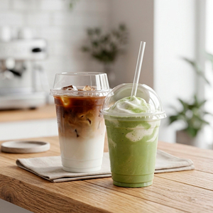 Gobelets en plastique PP transparents jetables recyclables QUANG QUAN à paroi simple 16/22/24oz avec couvercle de 95mm pour café glacé, thé froid - Product Image 1