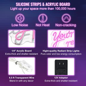 Eres realmente bonito letrero de neón 27,5 \ "X 12 \" Rosa LED decoración de pared adaptador de corriente de Control remoto utilizado para fiesta boda sala de estar - Product Image 3