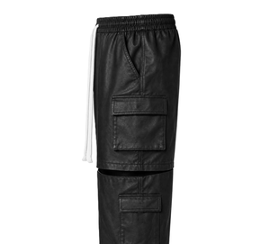Men's Black <b>Cargo</b> <b>Pants</b> Elastic Waist Multiple Pockets Workwear Style Midweight Polyester Straight Fit Autumn Wear - Product Image 2