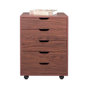 Armadietto Portadocumenti in MDF e PVC Marrone con Cinque Cassetti - Product Image 3