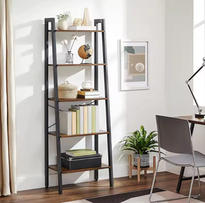 Étagère industrielle à 5 niveaux en bois rustique et métal noir, meuble de rangement et de présentation pour salon, bureau, décoration intérieure - Product Image 3