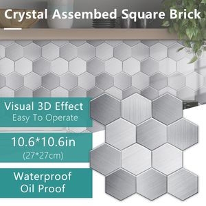 12 pezzi Stick esagonale adesivo tessere mosaico PVC Stick carta da parati per cucina bagno soggiorno decorazione impermeabile - Product Image 1