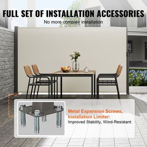 Schermo Privacy per Esterni 79FT X 118FT, Impermeabile, in Poliestere 180g, Protezione UV 30+, Schermo Retrattile per Patio con Tenda Laterale, Materiale della Vela in PC - Product Image 4