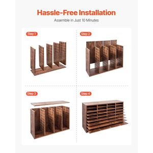 Organizzatore per Documenti a 36 Scomparti con Ripiani Rimovibili, Cassetta Portaoggetti in Legno per Ufficio e Casa, Organizzatore da Scrivania con Cassetti - Product Image 6