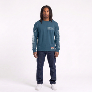 Sweat-shirts pour hommes personnalisés en molleton de coton, coupe oversize à épaules tombantes, grande taille, en molleton bouclette de poids moyen, avec impression graphique et col rond - Product Image 5