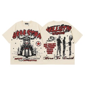 Camiseta Oversize de Hombre Estilo Urbano, Manga Corta, Estampado Gráfico, Cuello Redondo, 100% Algodón Jersey - Product Image 1