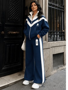 Conjunto Deportivo de Invierno para Mujer, Talla Grande, con Capucha, 100% Algodón de Alta Calidad, Diseño Sólido, Holgado, Transpirable, de Dos Piezas, Personalizable - Product Image 5