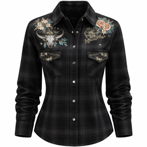 Camisas de Franela Casuales Bordadas Personalizadas, Proveedor OEM para Venta al Por Mayor - Camisas de Mujer con Logotipo Frontal, 100% Algodón, Secado Rápido y Transpirables - Product Image 1