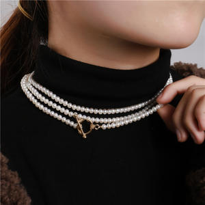 Collar de Perlas de Agua Dulce Naturales de 4-5 mm, Casi Circulares, con Luz Intensa, para Mujer, Cadena Versátil para Suéter - Product Image 2