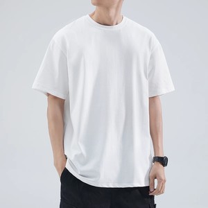 Camiseta de manga corta para hombre, color sólido, 180g, con logo impreso, cuello redondo, personalizada OEM, para verano - Product Image 4