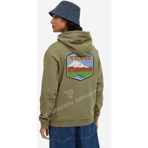 เสื้อฮู้ดดี้ลำลองผู้ชายสำหรับฤดูหนาว ทรงโอเวอร์ไซส์ ไหล่ตก ผ้าหนา 100% คอตตอน มีกระเป๋าใช้งานได้จริง ฮู้ดแบบสวม ผ้าสีพื้น แห้งเร็ว - Product Image 6