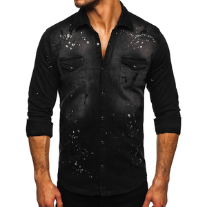 Camisa de Mezclilla al por Mayor, Camisa de Mezclilla de Manga Larga para Hombre, Camisas de Mezclilla Ajustadas de Manga Larga para Otoño, Diseño OEM de Primera Calidad - Product Image 4
