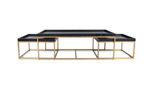 <b>Black</b> Wood Ottoman <b>Tray</b> Solid Wood <b>Serving</b> Plate Rectangle Dish with Raised Edges for Party Dining - Product Image 2
