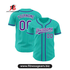 Maillot de baseball personnalisé bleu clair et orange, impression sublimée, unisexe, adulte, manches courtes, respirant, col en V - Product Image 2
