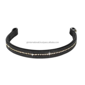 Hecho de cuero suave y duradero de alta calidad, banda para cejas de brida de caballo con pequeños cristales brillantes de marca, diamantes de imitación ostentosos - Product Image 2
