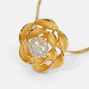 Collar con Colgante de Racimo de Diamantes Cultivados en Laboratorio en Forma de Rosa de Oro Amarillo - Product Image 3