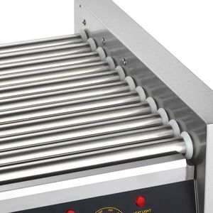 Griglia Commerciale per Hot Dog in Acciaio Inox da 1650W con 11 Rulli, Capacità 30 Hot Dog, Doppio Controllo Temperatura, Coperchio in Vetro - Product Image 4