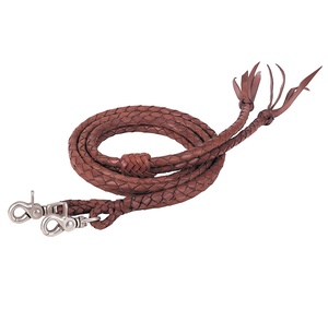 Retina de cheval fendue en cuir indien, 1 pièce, rondes tressées de couleur marron - Product Image 1