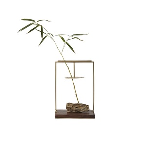 Vase à cadre en métal de Style zen de luxe support de base de roche artistique Arrangement de fleurs moderne conteneur de Sculpture de Table décorative - Product Image 1