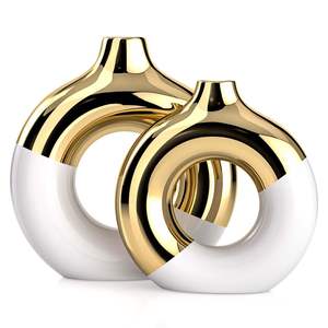 แจกันตกแต่งสีทอง, แจกันทองคำทันสมัย, แจกันโลหะแบบโปร่ง, แจกันดอกไม้แบบนามธรรม, แจกันตกแต่งบ้านหรูหราสำหรับวางบนโต๊ะ - Product Image 4