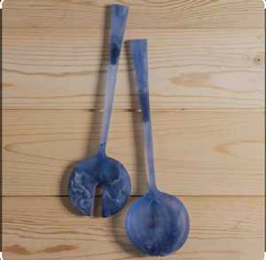 Prix de gros – Ustensiles de service de luxe en résine toutes tailles pour mariage – Essentiels de cuisine : Cuillère et fourchette à salade avec manche - Product Image 2